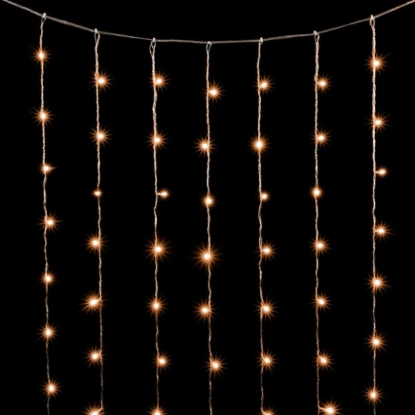 Светодиодный занавес 2*3 м., 600 теплых белых LED ламп, облегченный, прозрачный провод ПВХ, LTC (PCL600NOT-10-2WW) 
