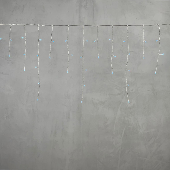 Светодиодная бахрома 3*0.5 м., 3 батарейки типа D 4.5V, 100 LED ламп небесно голубого цвета, прозрачный силикон, LTC (ECC100-10-8SB) 