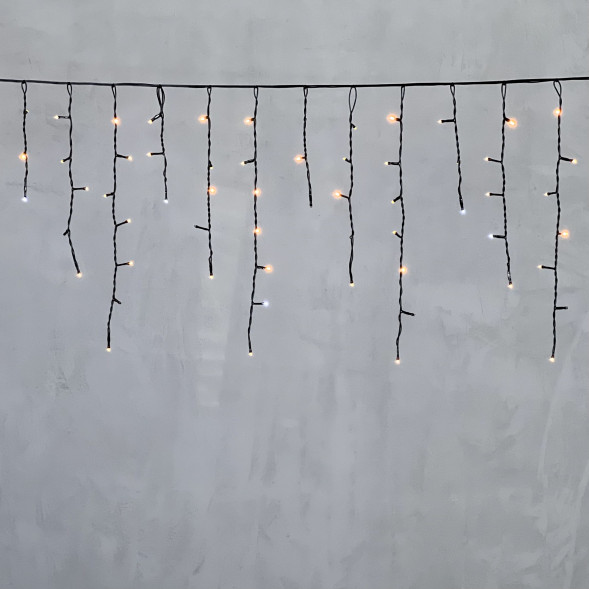 Светодиодная бахрома 3,1*0,5 м., 150 экстра теплых белых LED ламп, мерцание, черный провод ПВХ, LTC (PIL150BLW-11-2EWW) 