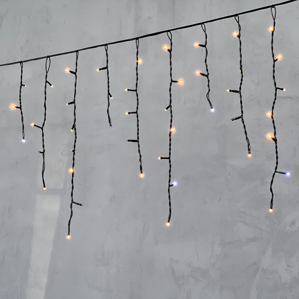 Светодиодная бахрома 3,1*0,5 м., 150 экстра теплых белых LED ламп, мерцание, черный провод ПВХ, LTC (PIL150BLW-11-2EWW) 