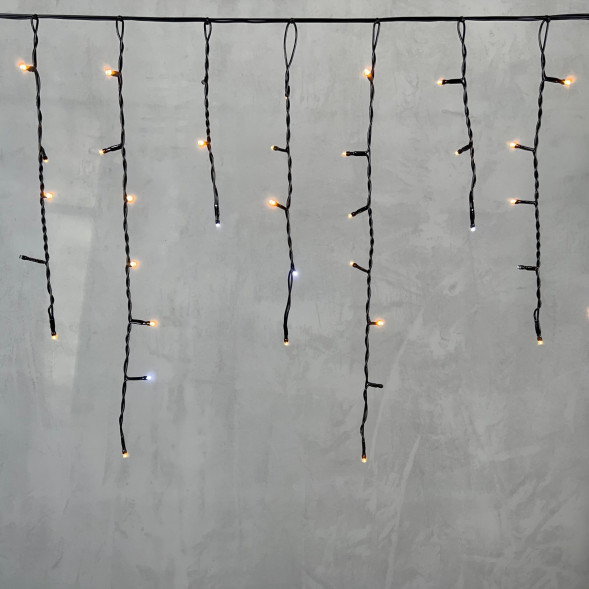 Светодиодная бахрома 3,1*0,5 м., 150 экстра теплых белых LED ламп, мерцание, черный провод ПВХ, LTC (PIL150BLW-11-2EWW) 