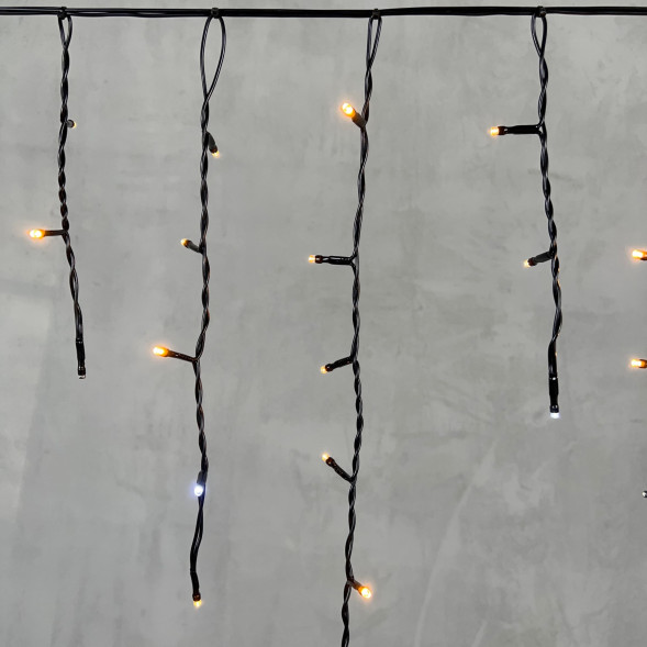 Светодиодная бахрома 3,1*0,5 м., 150 экстра теплых белых LED ламп, мерцание, черный провод ПВХ, LTC (PIL150BLW-11-2EWW) 