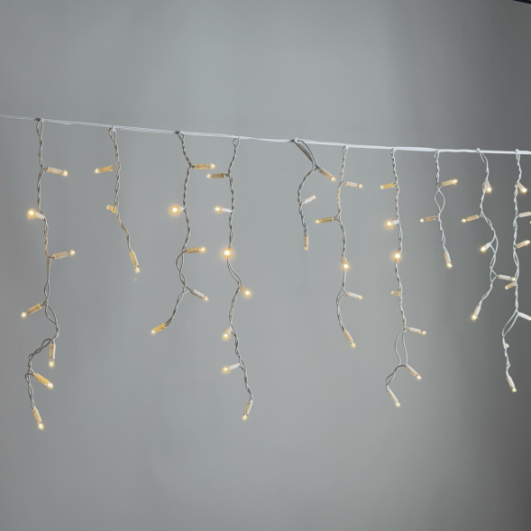 Светодиодная бахрома 3,1*0,5 м., 120 LED, тепло-белый, статика, белый провод каучук, LTC (ECO120-8-2WW) 