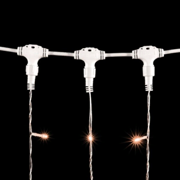 Светодиодный занавес 2*2 м., 400 экстра теплых белых LED ламп, прозрачный провод ПВХ, LTC (PCL402-10-2EWW) 