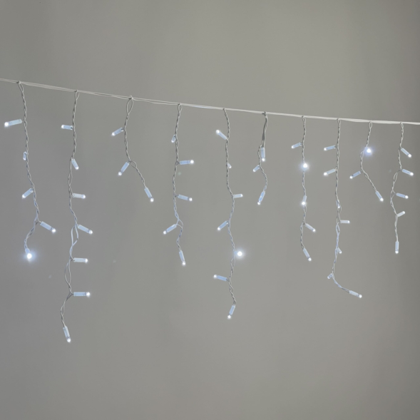Светодиодная бахрома 3,1*0,5 м., 120 LED, холодный белый, статика, белый провод каучук, LTC (ECO120-8-2W) 