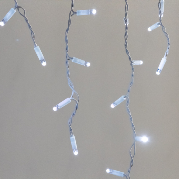 Светодиодная бахрома 3,1*0,5 м., 120 LED, холодный белый, статика, белый провод каучук, LTC (ECO120-8-2W) 