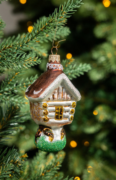 Елочное украшение Лесной дом, стекло, 13 см., 1 шт., Витус (А337) 