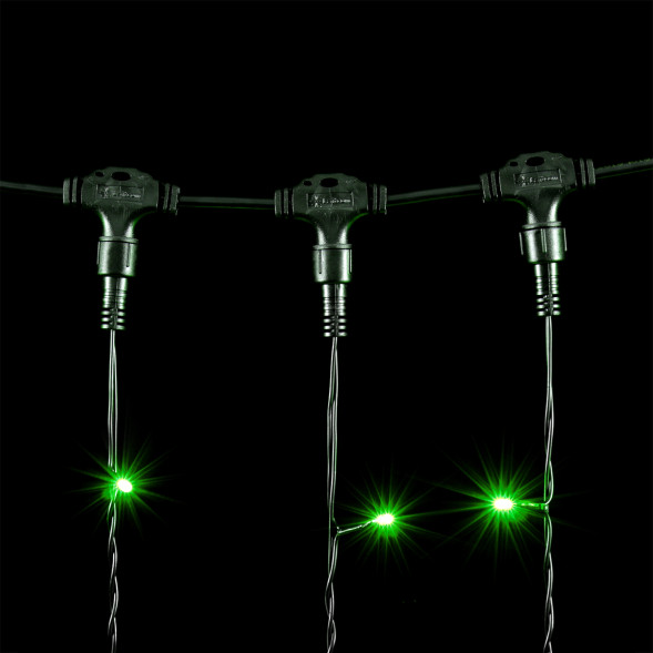 Светодиодный занавес 2*1 м., 200 зеленых LED ламп, черный провод ПВХ, LTC (PCL202-11-2G) 