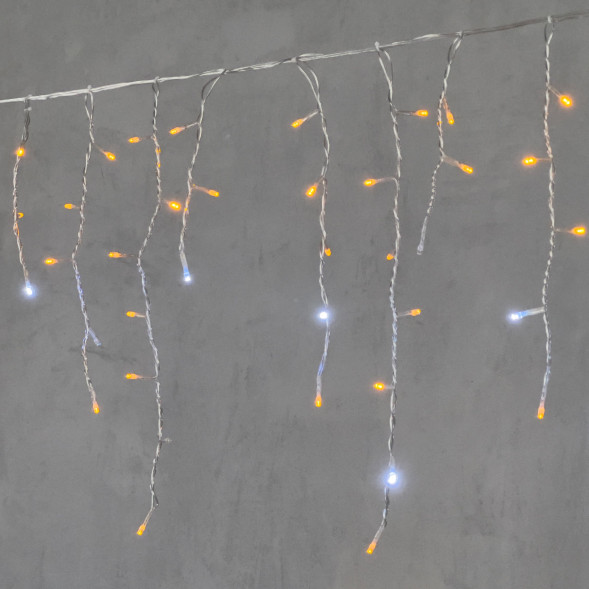 Светодиодная гирлянда бахрома 4,9*0,5 м., 240 желтых LED ламп, мерцание, прозрачный провод ПВХ, Beauty Led (PIL240BLW-10-2Y) 
