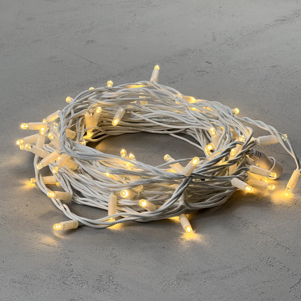 Гирлянда Нить 10 м., теплый белый, 220В, 75 LED, Провод Белый Каучук, IP65, LTC (LL75-8-2WW)  