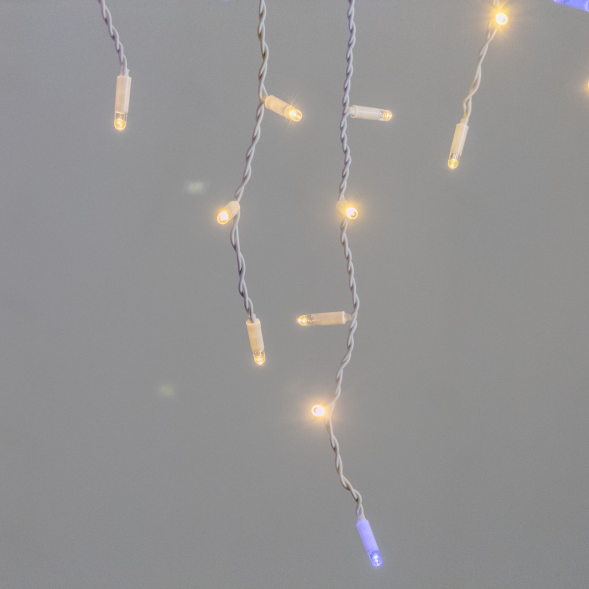 Светодиодная бахрома 3,1*0,5 м., 120 LED, тепло-белый, мерцание, белый провод каучук, LTC (ECO120BLW-8-2WW) 