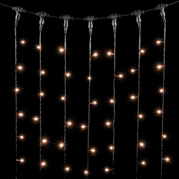 Светодиодный занавес 2*2 м., 400 экстра теплых белых LED ламп, черный провод ПВХ, LTC (PCL402-11-2EWW) 