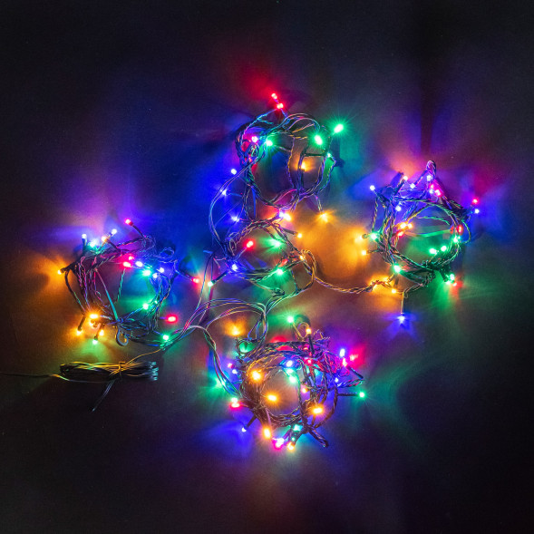 Светодиодная гирлянда Пятиминутка для ели высотой 2.4 м., 288 разноцветных LED ламп, зеленый ПВХ, Beauty Led (GFM288C-14-1M) 