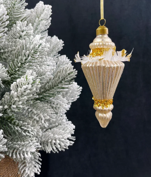 Винтажная стеклянная подвеска Золотой вихрь 14,2 см., 1 шт., Christmas DeLuxe (14018) 