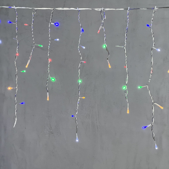 Светодиодная бахрома 4,9*0,5 м., 240 разноцветных LED ламп, мерцание, прозрачный провод ПВХ, Beauty Led (PIL240BLW-10-2M) 