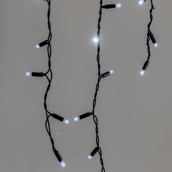 Светодиодная бахрома 3,1*0,5 м., 120 LED,  холодный белый, статика, чёрный провод каучук, LTC (ECO120-1-2W) 