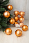 Набор пластиковых шаров Анет 80 мм., янтарный матовый, 6 шт., ЕлкиТорг (150304)