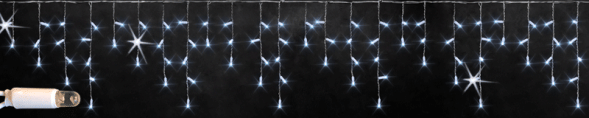 Светодиодная мерцающая бахрома с колпачком 3*0.5 м., 112 холодных белых LED ламп, белый провод, Rich LED (RL-i3*0.5F-CW/W)  
