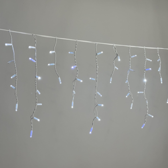 Светодиодная бахрома 3,1*0,5 м., 120 LED, холодный белый, мерцание, белый провод каучук, LTC (ECO120BLW-8-2W) 