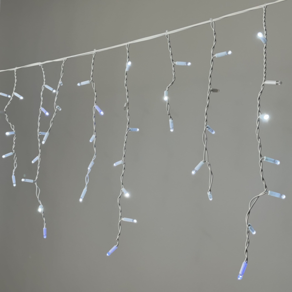 Светодиодная бахрома 3,1*0,5 м., 120 LED, холодный белый, мерцание, белый провод каучук, LTC (ECO120BLW-8-2W) 