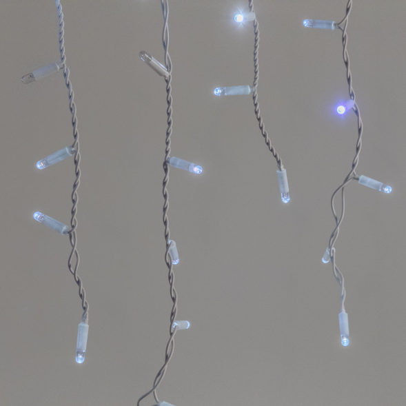 Светодиодная бахрома 3,1*0,5 м., 120 LED, холодный белый, мерцание, белый провод каучук, LTC (ECO120BLW-8-2W) 