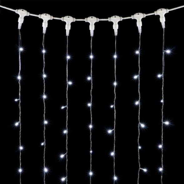 Светодиодный занавес 2*2 м., 400 белых LED ламп, мерцание, прозрачный провод ПВХ, LTC (PCL402BLW-10-2W) 