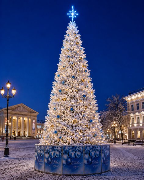 Уличная ствольная елка Альпийская Люкс 15 м., ПВХ, белая, ЕлкиТорг (3031500) 