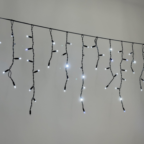 Светодиодная бахрома 3,1*0,5 м., 120 LED, холодный белый, мерцание, черный провод каучук, LTC (ECO120BLW-1-2W) 