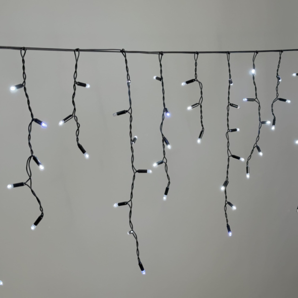 Светодиодная бахрома 3,1*0,5 м., 120 LED, холодный белый, мерцание, черный провод каучук, LTC (ECO120BLW-1-2W) 