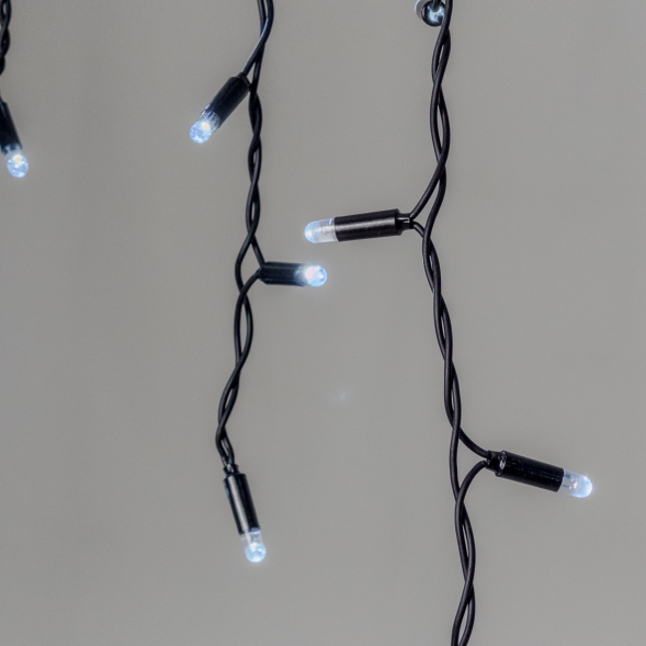 Светодиодная бахрома 3,1*0,5 м., 120 LED, холодный белый, мерцание, черный провод каучук, LTC (ECO120BLW-1-2W) 