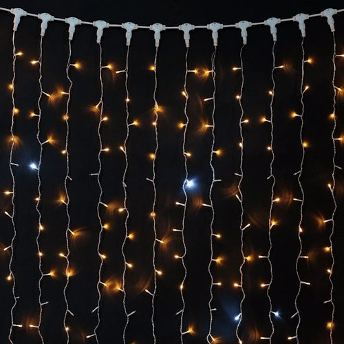 Светодиодный занавес 2*2 м., 400 желтых LED ламп, мерцание, прозрачный провод ПВХ, LTC (PCL402BLW-10-2Y) 