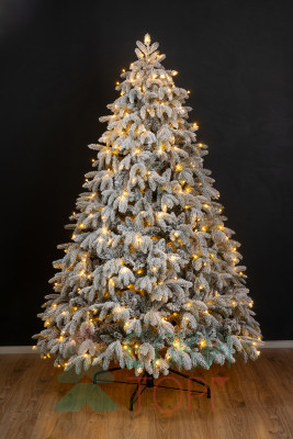 Искусственная елка Камчатская заснеженная 210 см., 504 теплых белых Led ламп., литая хвоя+пвх, ЕлкиТорг (134210)