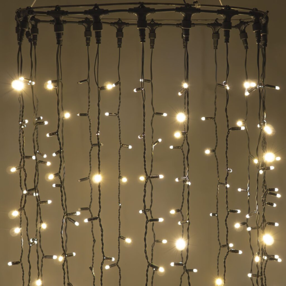 Светодиодный занавес 2*2 м., 400 LED, тепло-белый, статика, черный провод каучук, LTC (ECO402-1-2WW) 