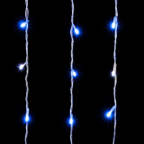 Светодиодный занавес 2*2 м., 400 синих LED ламп, мерцание, прозрачный провод ПВХ, LTC (PCL402BLW-10-2B) 