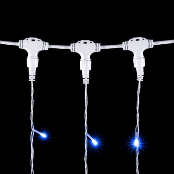 Светодиодный занавес 2*2 м., 400 синих LED ламп, мерцание, прозрачный провод ПВХ, LTC (PCL402BLW-10-2B) 
