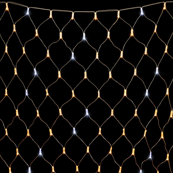 Светодиодная сетка с колпачком 2*2 м., 220В, 256 теплых белых LED, мерцание, провод прозрачный ПВХ, IP65 