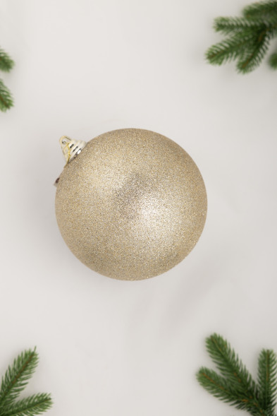 Шар пластиковый глиттер 140 мм., шампань, ЕлкиТорг (150514) оптом