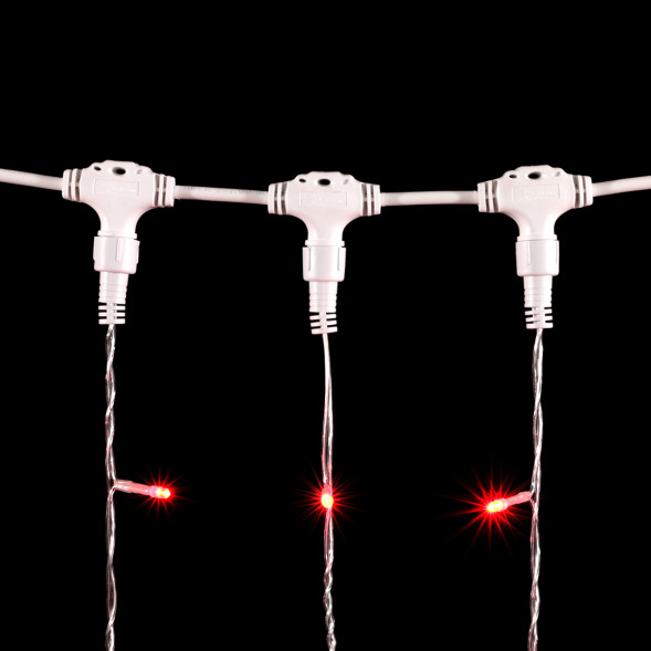 Светодиодный занавес 2*3 м., 600 красных LED ламп, прозрачный провод ПВХ, LTC (PCL602-10-2R) 