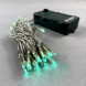 Светодиодная гирлянда 5 м., 3 батарейки типа D 4.5V, 50 LED ламп цвета аква, таймер, прозрачный провод, LTC (EST50-4W10-8A) 