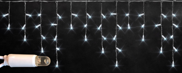 Светодиодная бахрома с колпачком 3*0.5 м., 112 холодных белых LED ламп, прозрачный провод, Rich LED (RL-i3*0.5-CT/W) 