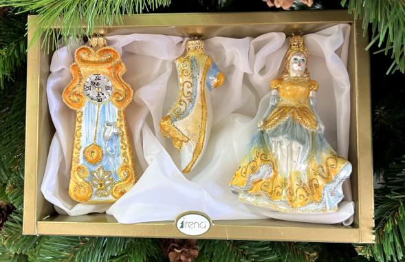 Набор стеклянных игрушек Золушка, голубой, 3 шт., Irena CO (63120/2) 