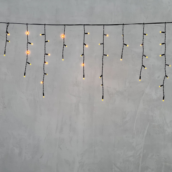 Светодиодная бахрома с колпачком 3,1*0,5 м., 120 желтых LED ламп, черный провод ПВХ, IP65, LTC (PIL120CAP-11-2Y) 