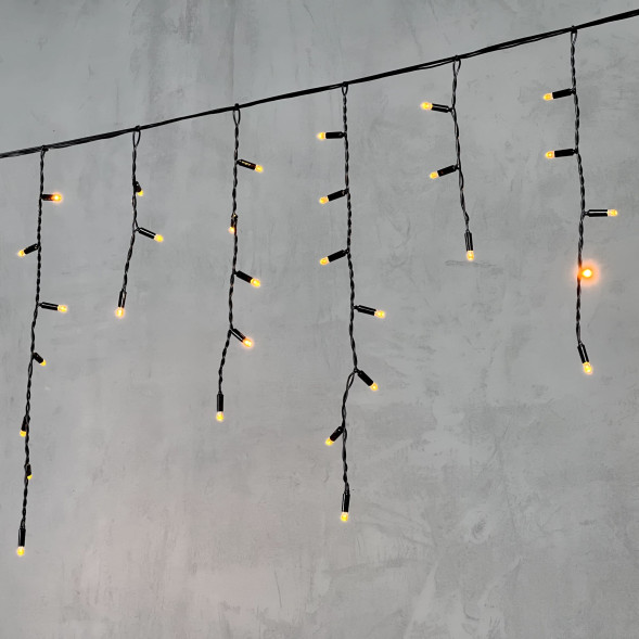 Светодиодная бахрома с колпачком 3,1*0,5 м., 120 желтых LED ламп, черный провод ПВХ, IP65, LTC (PIL120CAP-11-2Y) 