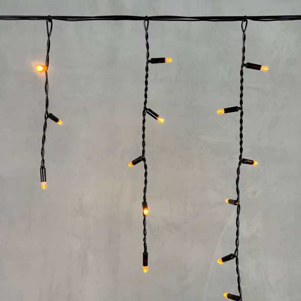 Светодиодная бахрома с колпачком 3,1*0,5 м., 120 желтых LED ламп, черный провод ПВХ, IP65, LTC (PIL120CAP-11-2Y) 