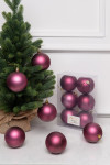 Набор пластиковых шаров Анет 80 мм., бордо матовый, 6 шт., ЕлкиТорг (150308)