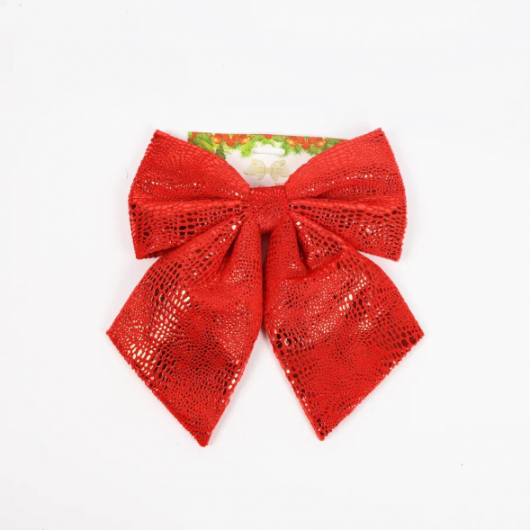 Бант Эмили 20x22 см., 1 шт., красный, бархат, Christmas DeLuxe (14245) 