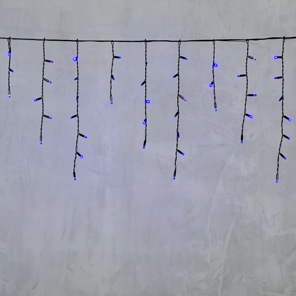 Светодиодная бахрома с колпачком 3,1*0,5 м., 120 синих LED ламп, черный провод ПВХ, IP65, LTC (PIL120CAP-11-2B) 