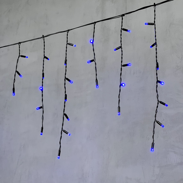 Светодиодная бахрома с колпачком 3,1*0,5 м., 120 синих LED ламп, черный провод ПВХ, IP65, LTC (PIL120CAP-11-2B) 
