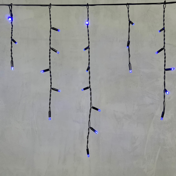 Светодиодная бахрома с колпачком 3,1*0,5 м., 120 синих LED ламп, черный провод ПВХ, IP65, LTC (PIL120CAP-11-2B) 