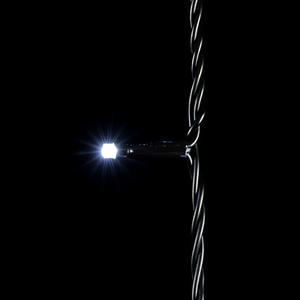 Светодиодная нить 100 холодных белых LED ламп, 10 м., 24В, черный провод ПВХ, LTC (PST100-11-1W) 